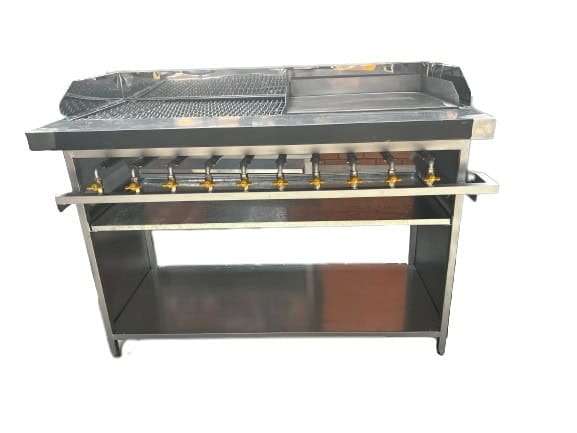 8 Burner Gas Flame Griller With 4 Burner Solid Plate