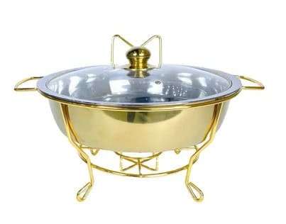 Chafing Dish Glass Lid With Thin Frame- Gold