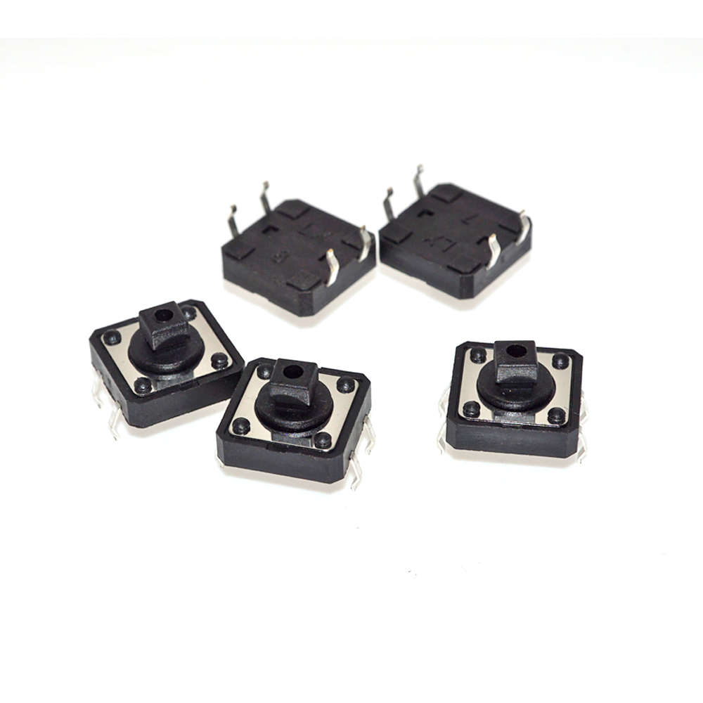 12x12mm Square Cap Tactile Push Button Switch  Breadboard Friendly (4-Pin)