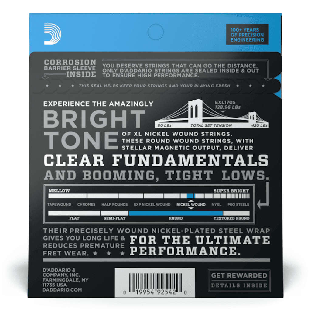 D'Addario EXL170S Nickle Wound 4-String Short Scale Bass Guitar Strings