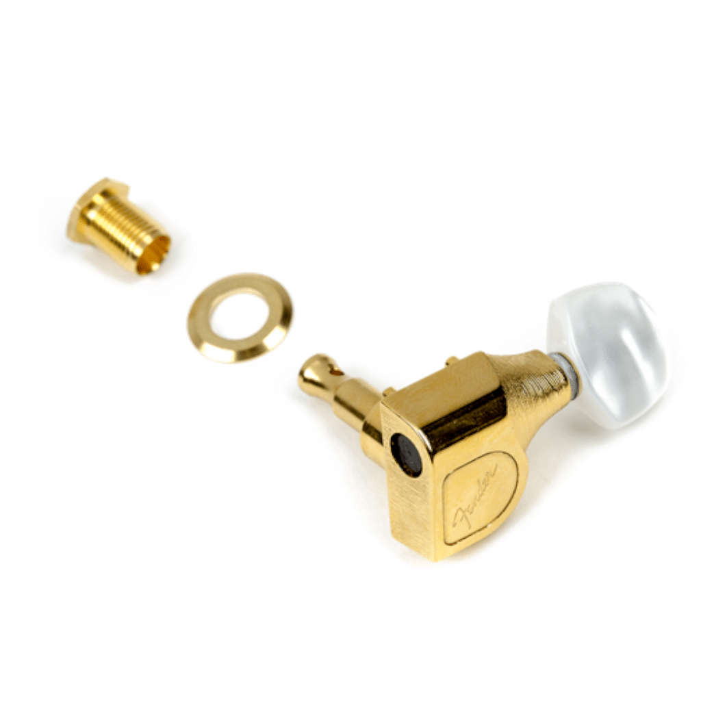 Fender Deluxe Cast/Sealed Guitar Tuning Machine with Pearl Button - Gold (each)