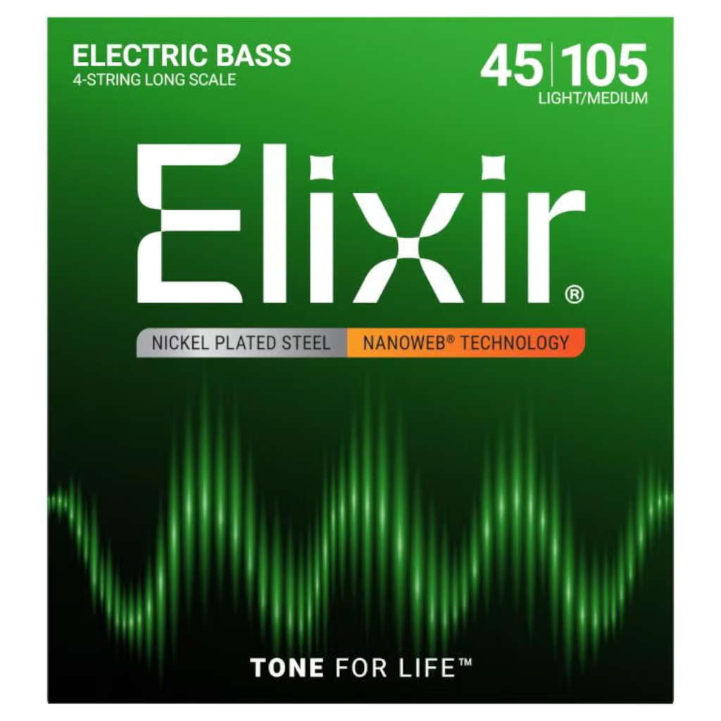 Elixir Nanoweb 4-String Medium/Long Scale Electric Bass Strings - (45-105)