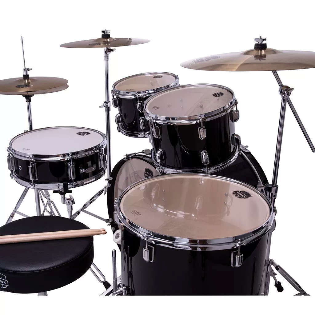 Mapex COMET Rock Drum Kit - Dark Black (with 2 Cymbals & 4-Piece Hardware)
