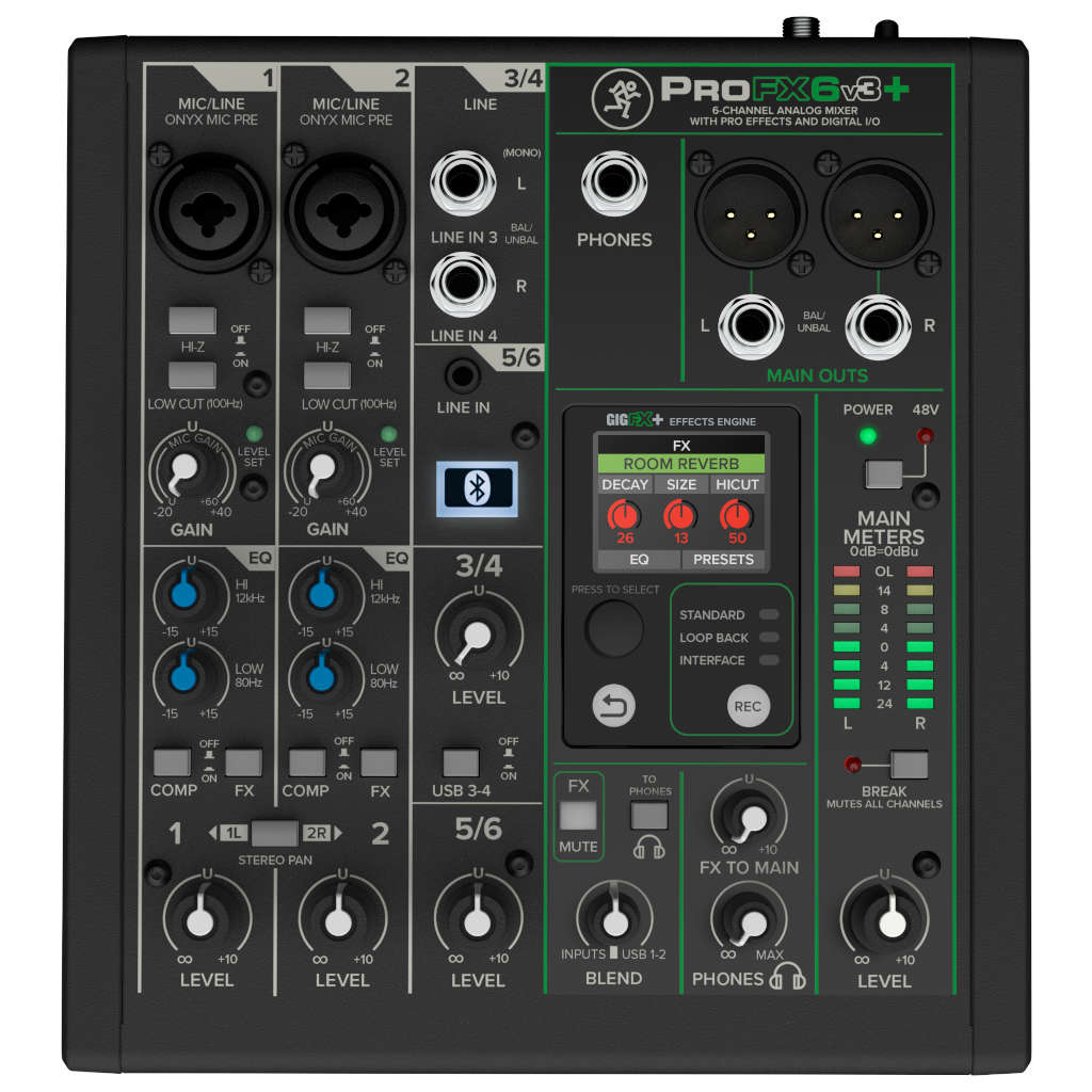 Mackie ProFX6v3+ 6-channel Mixer with Effects and USB Audio Interface