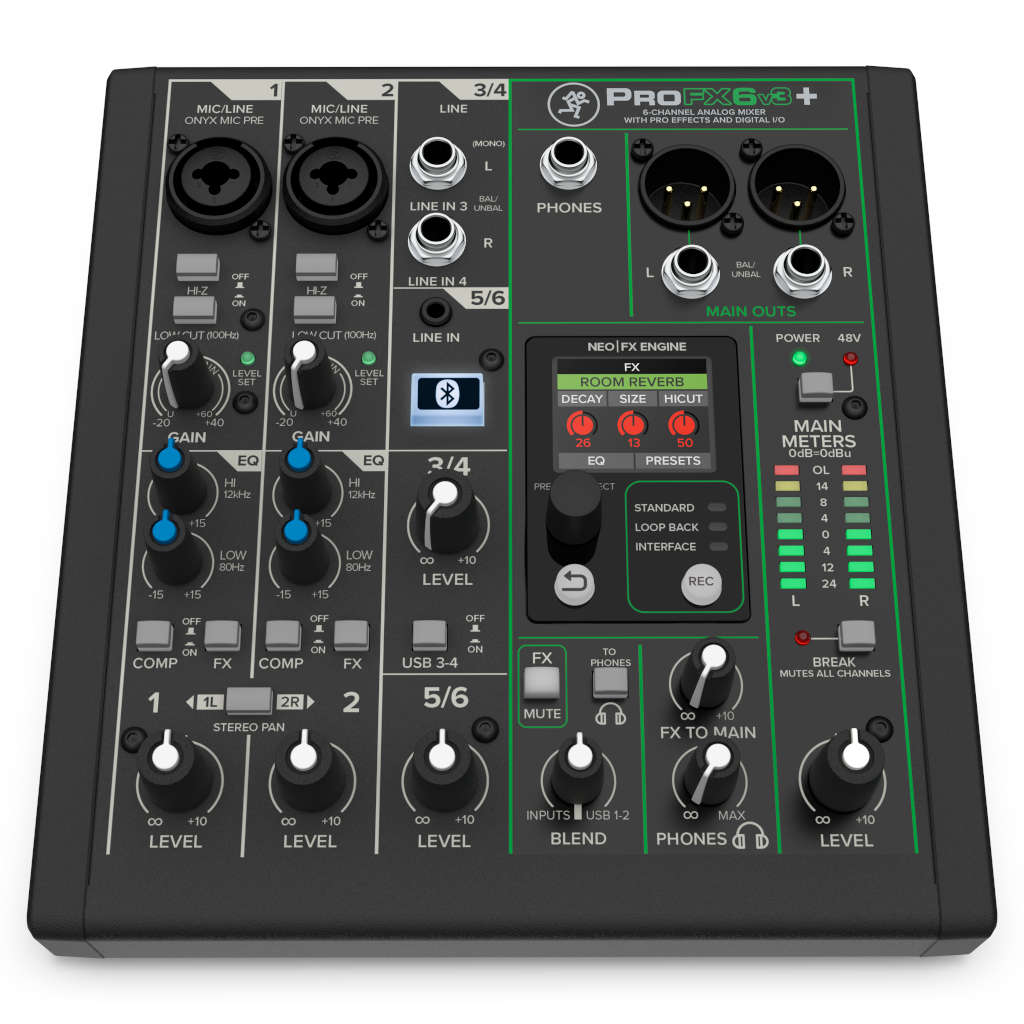 Mackie ProFX6v3+ 6-channel Mixer with Effects and USB Audio Interface