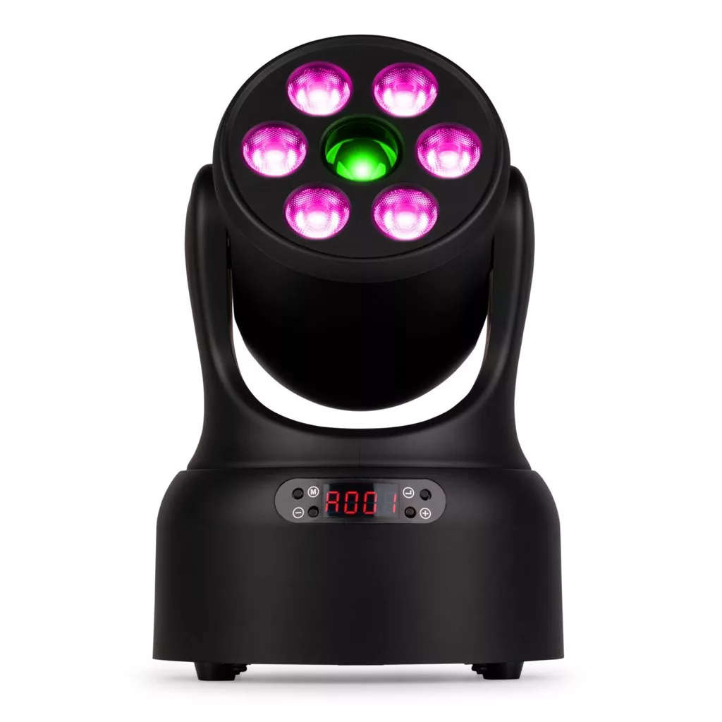 Beamz Nova68G-BK Moving Head Wash Light with 6x 8Watt RGBW LED Gobo - Black