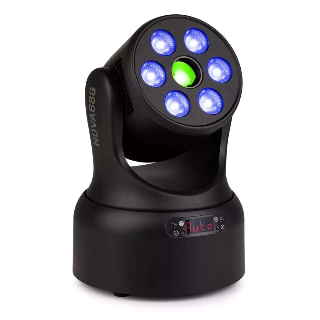 Beamz Nova68G-BK Moving Head Wash Light with 6x 8Watt RGBW LED Gobo - Black