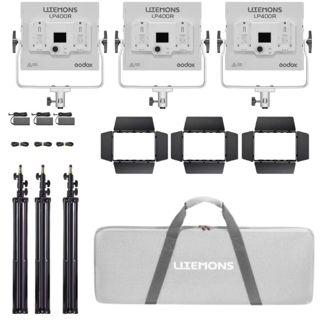 Godox Litemons LP400Bi Bi-Colour LED 3 Light Panel Kit