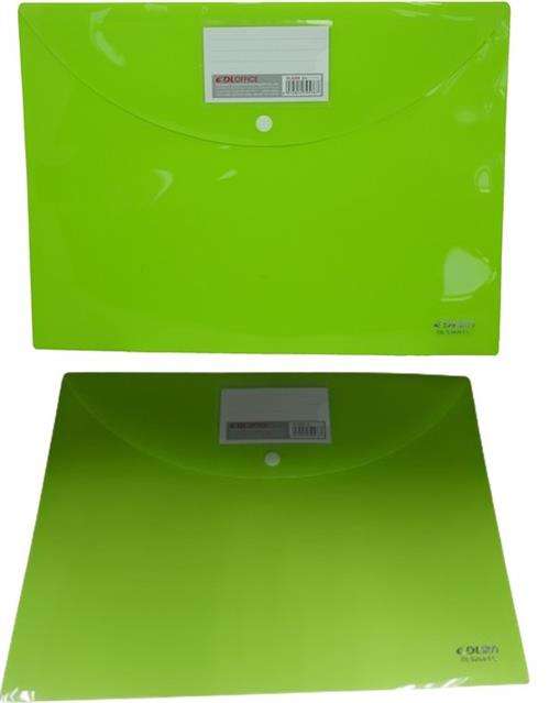 DLOffice A4 Carry Folder with Press Stud on Flap Green Single - Easily Stores A4 Documents PVC Ma...