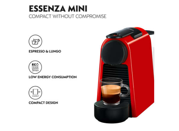 Nespresso Essenza Mini Coffee Machine - Ruby Red - D30-ZA-RE-NE2
