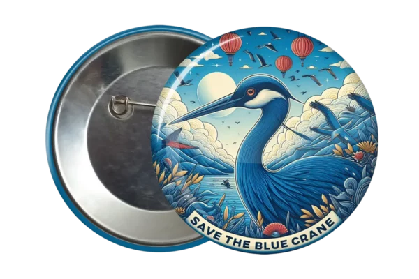 Save The Blue Crane Accessory Badge - Animal & Wildlife Conservation & Gift Idea