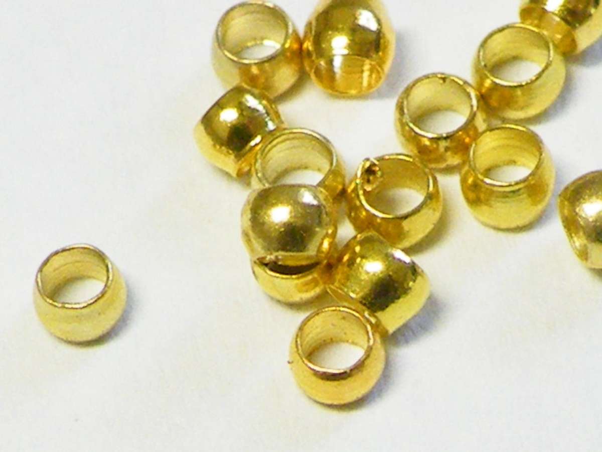 Crimp bead 100 in packet gold metal color, size 3mm