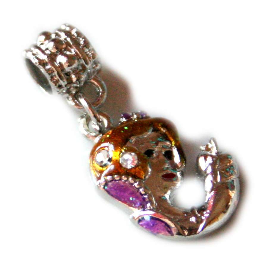 Cloisonne princess pendant, fits Pandora bracelets