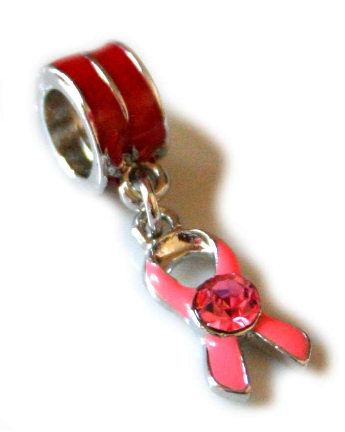 Cloisonne ribbon pendant, fits Pandora bracelets