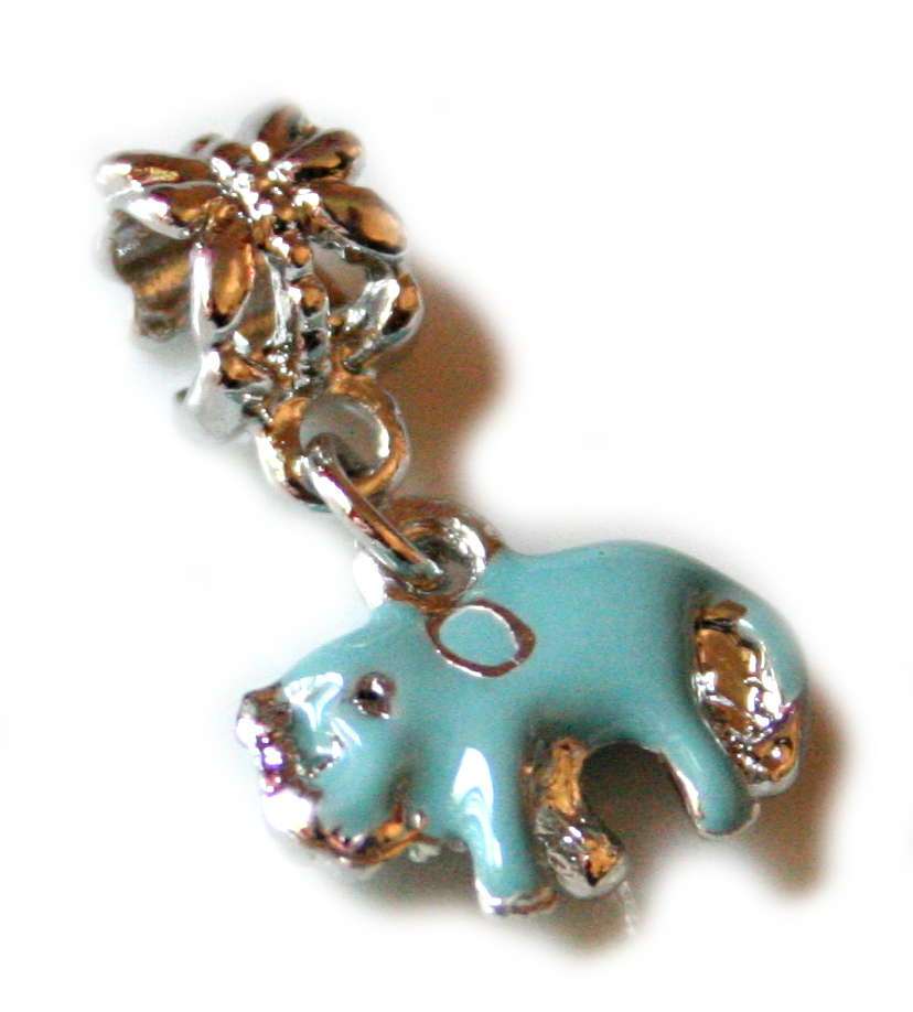 Turquoise coloured cloisonne elephant pendant. Silver base colour - Silver Hills