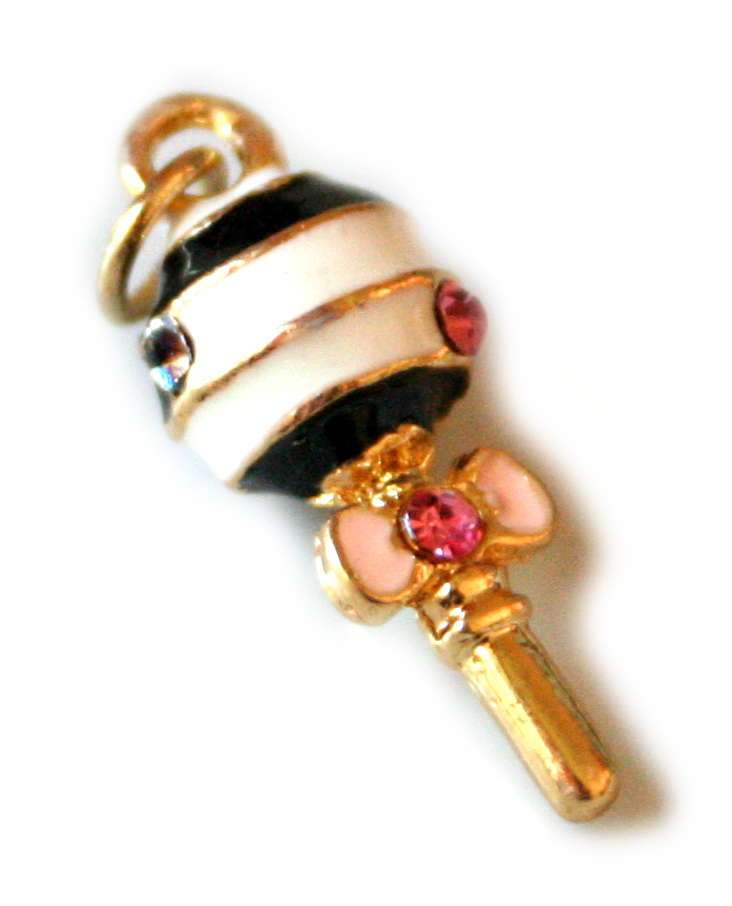 Black, white and pink pandora cloisonne charm 25mm.