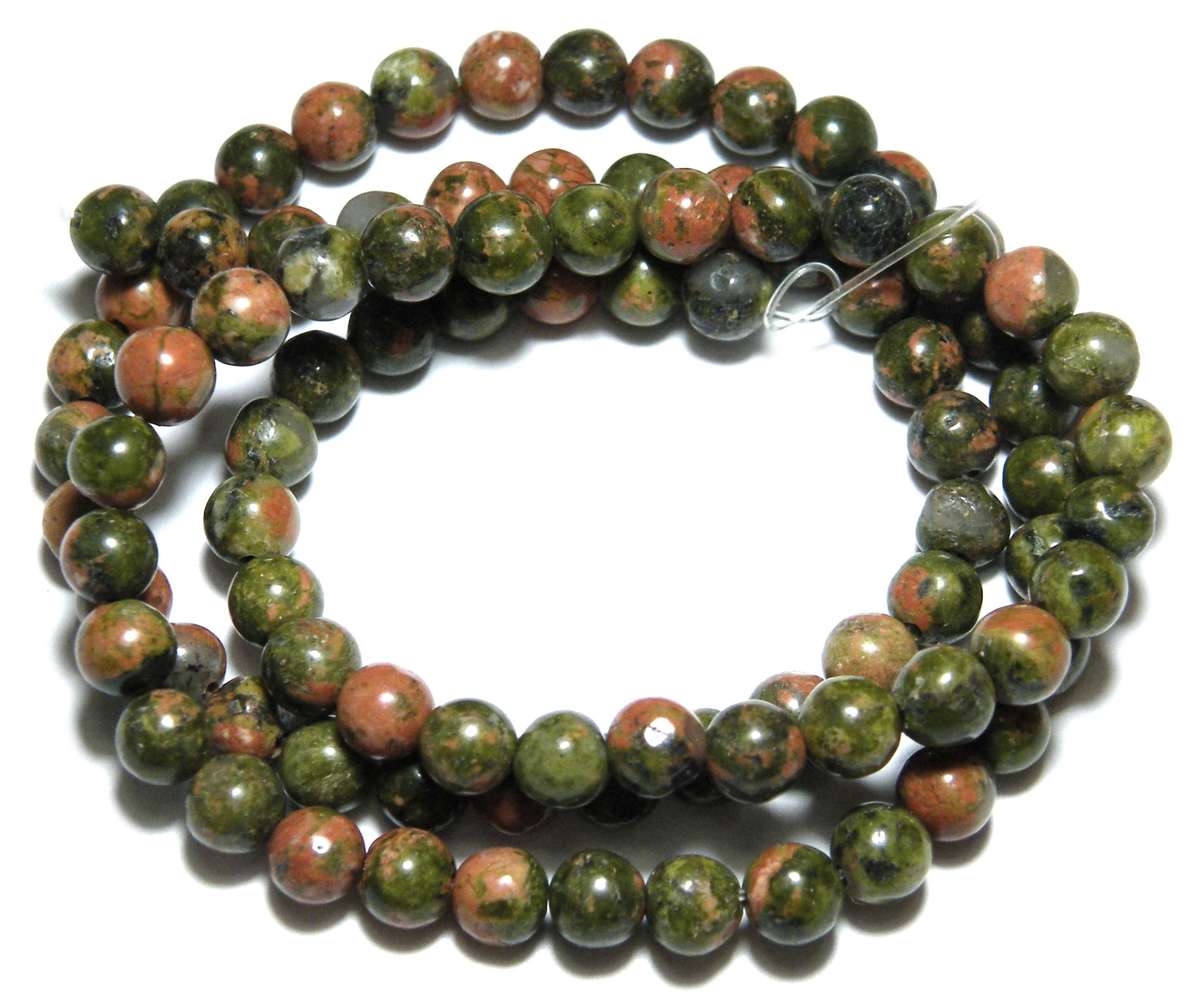 Unakite bead string, 4mm, round, 40cm