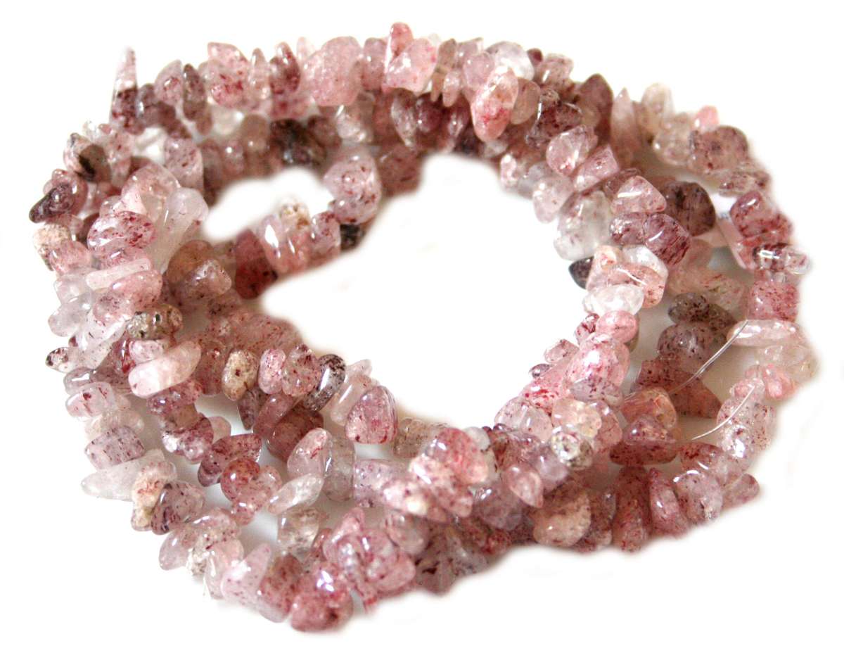 Strawberry quartz chip string, A grade, 80cm long