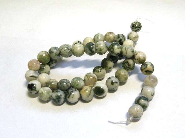 Moss agate bead string, 8mm, Round, 40cm - Silver Hills 0.03kg