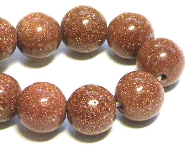 Goldstone bead string, round, 4mm, 40cm