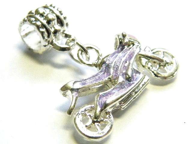 Cloisonne motorcycle pendant, fits Pandora bracelets