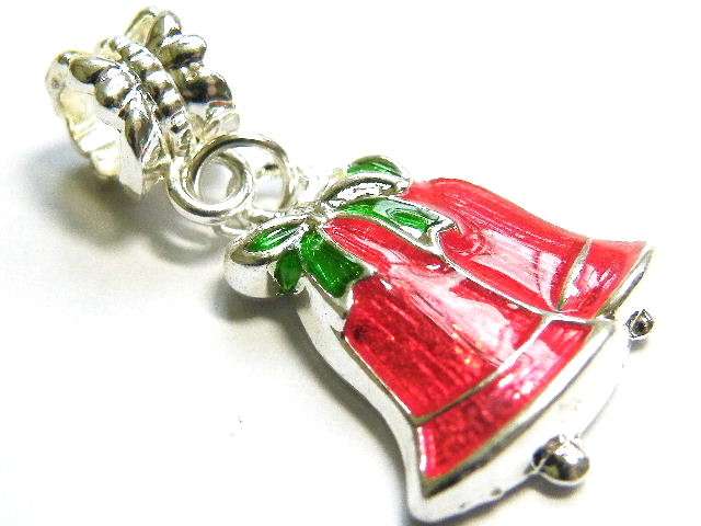 Cloisonne bells pendant, fits Pandora bracelets