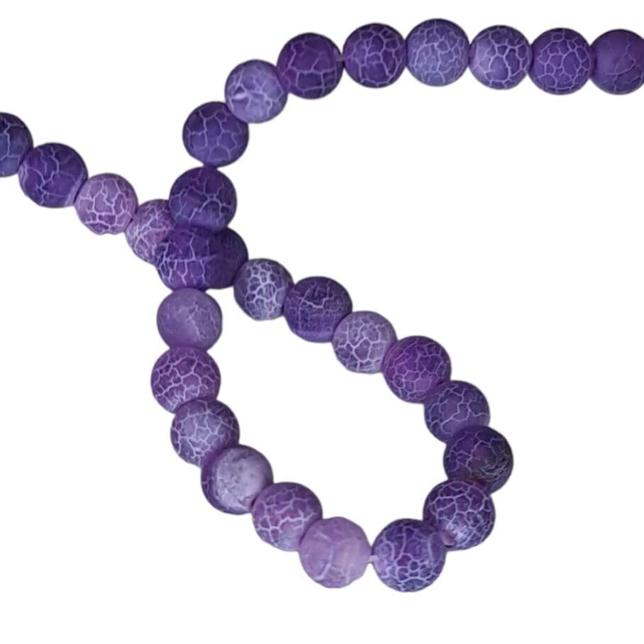 Crackle Agate bead string, purple, 6mm, matte, 40cm