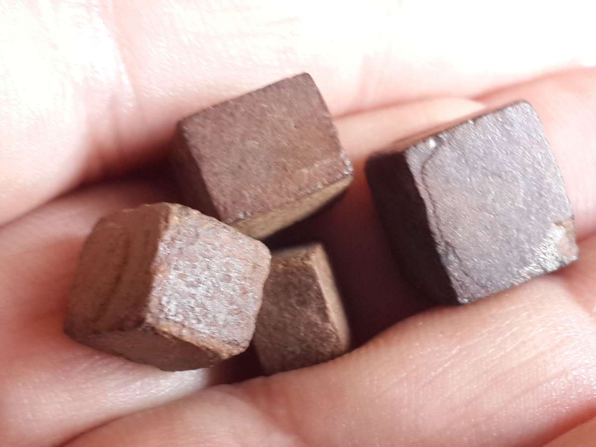 Devils dice limonite after pyrite 1-2cm