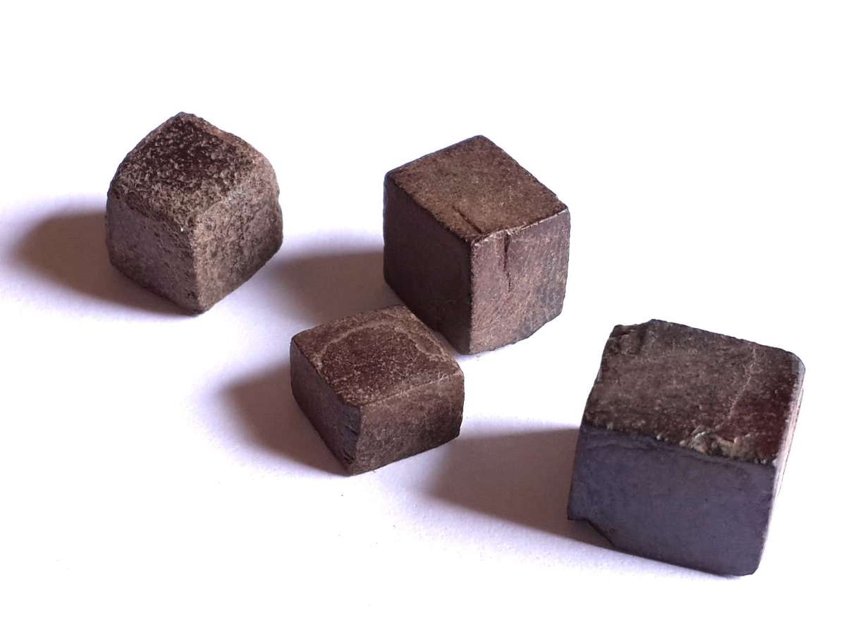 Devils dice limonite after pyrite 1-2cm