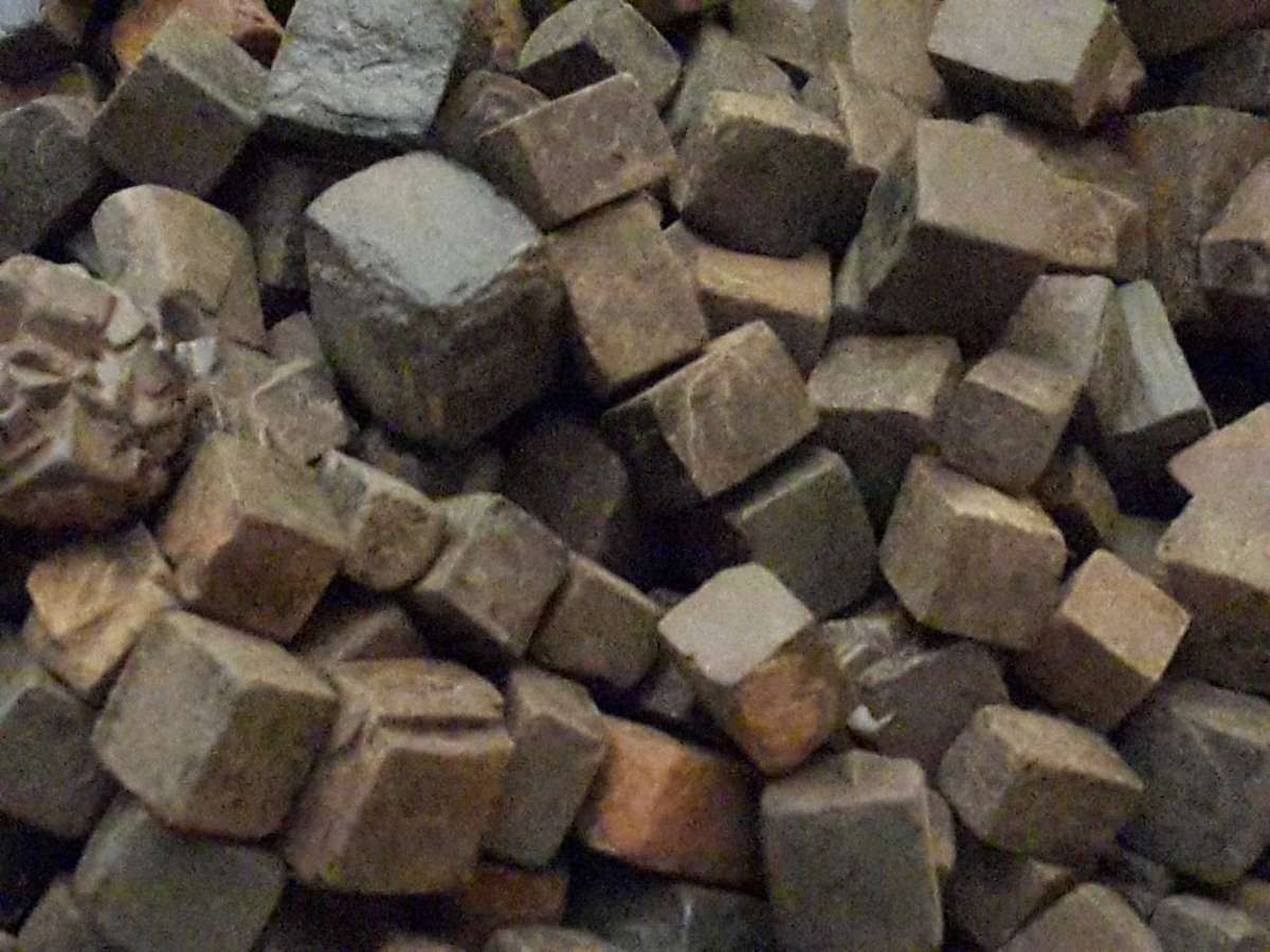 Devils dice limonite after pyrite 1-2cm