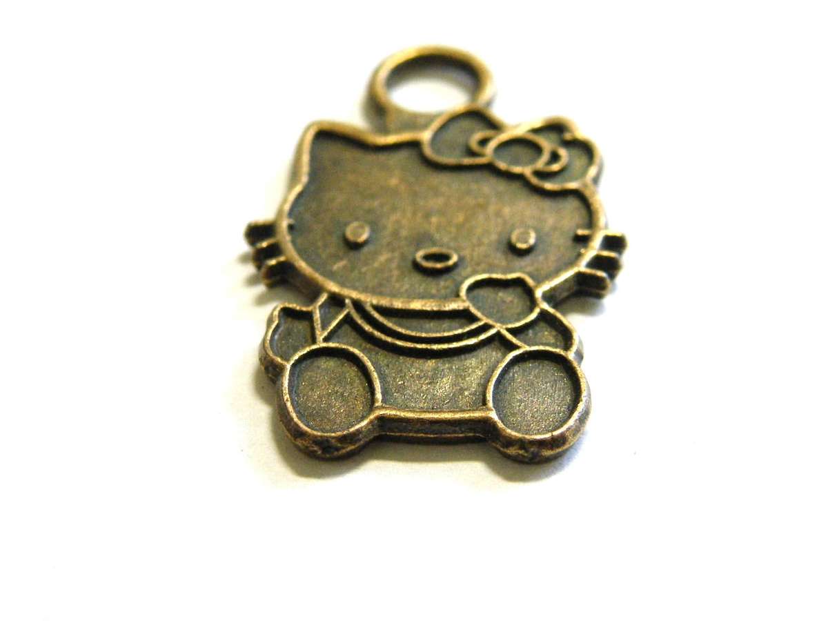 2x Bronze Hello Kitty Charm, 27mm