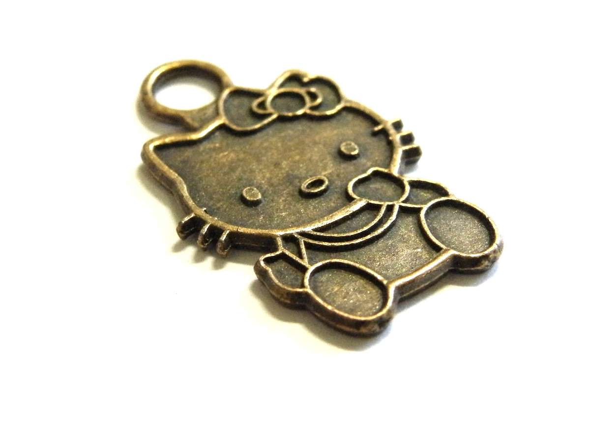 2x Bronze Hello Kitty Charm, 27mm