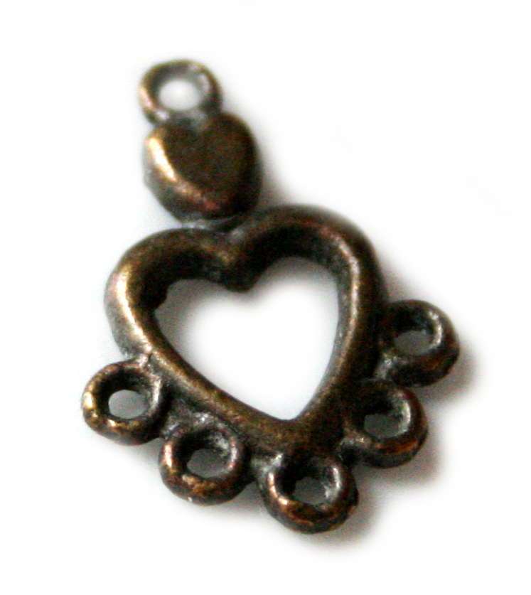 1-5 connector in bronze color, Heart 19x13mm