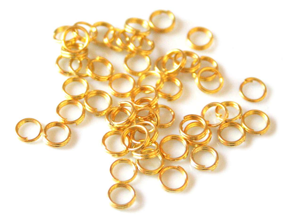 50x Splitrings, Gold color, 5mm, 1.5mm thick