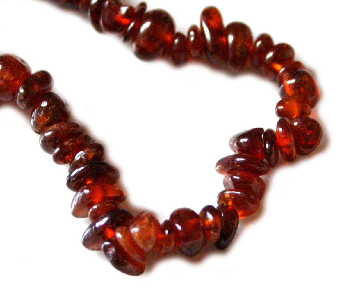 Orange Garnet chip string, 80 cm