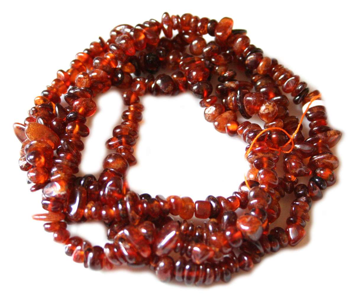 Orange Garnet chip string, 80 cm