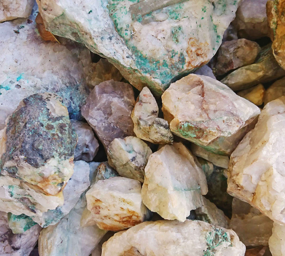 Ajoite/chrysocolla rough from Musina, 30-60mm