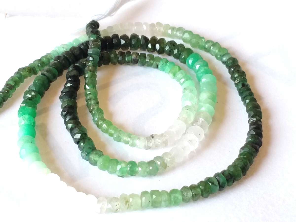 4.5mm hand facetted Emerald bead string 34cm