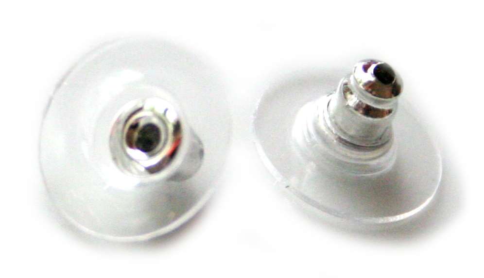 10 pair Nickel free plastic and metal earring back - Silver Hills 0.01kg
