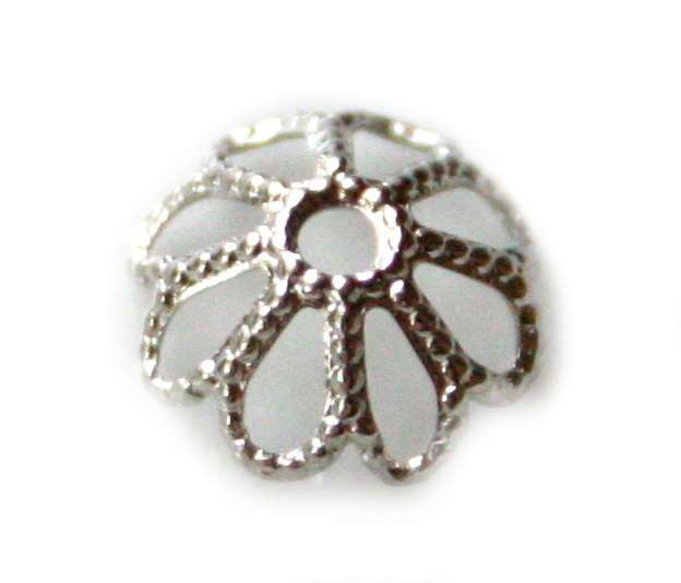 6 x Nickel free bead cap, flower design, 8mm