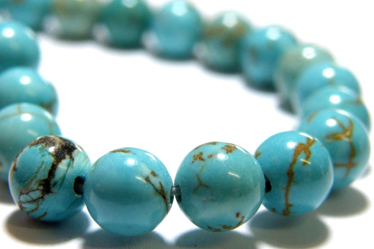 Blue howlite bead string, 6mm, round, 40cm