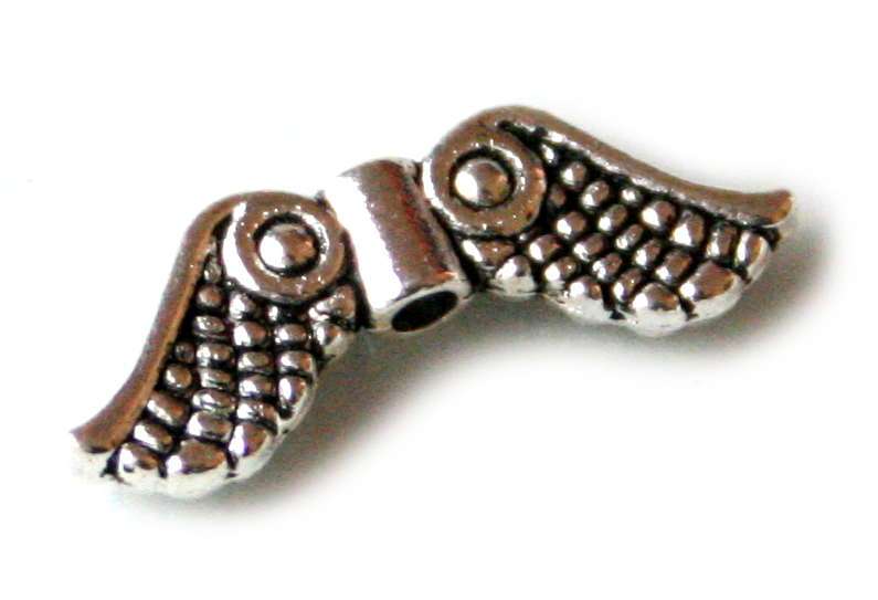 4 x Greek design angel wing bead, 7x20mm - Silver Hills