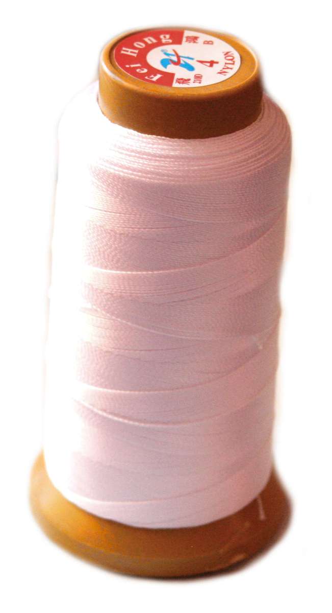 Nylon thread for pearl stringing, size 4, white