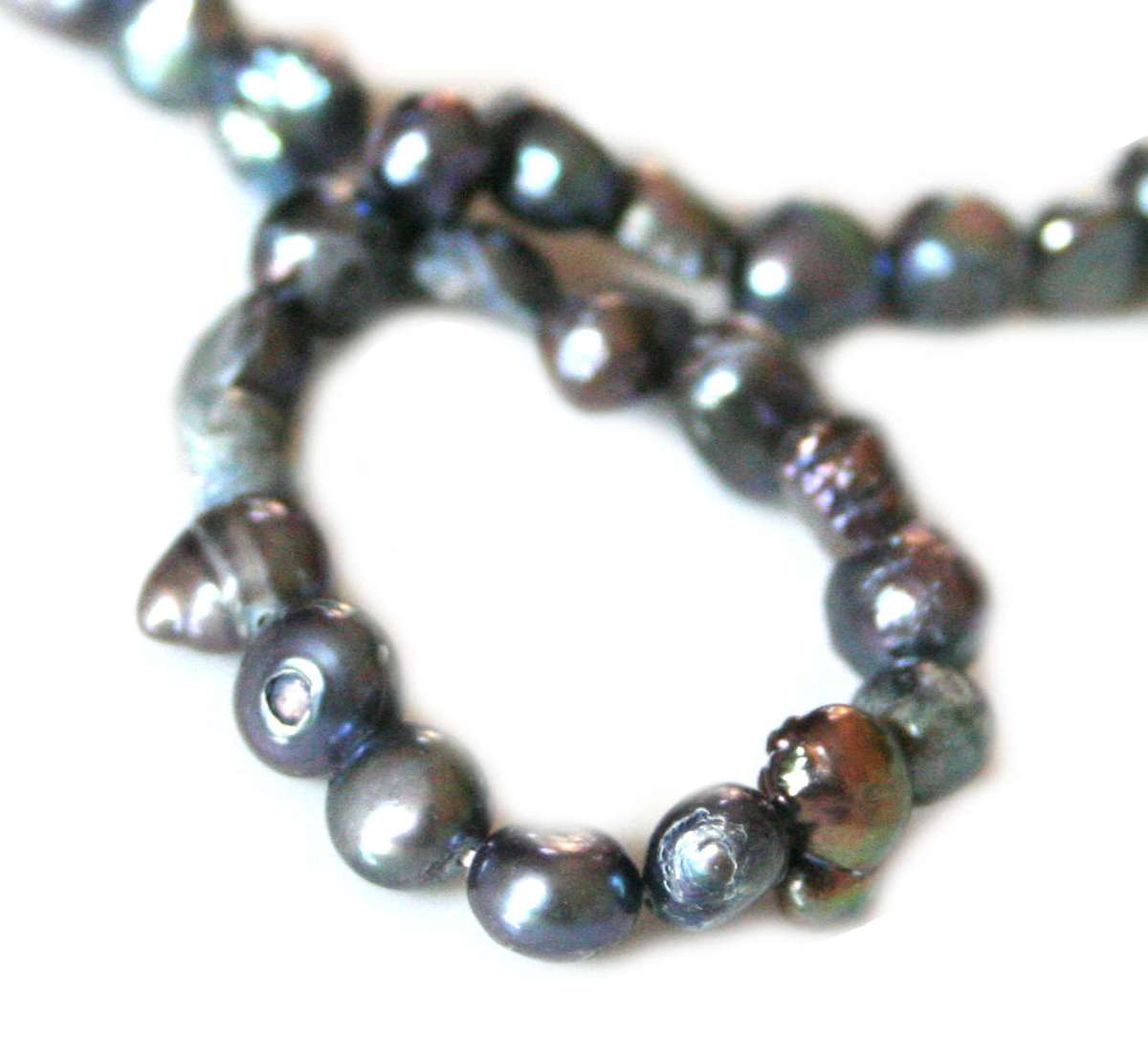 6-7mm peacock flatback freshwater pearl string, 38cm - Silver Hills 0.02kg