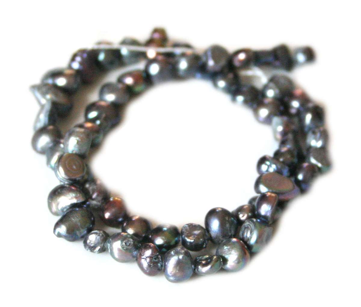 6-7mm peacock flatback freshwater pearl string, 38cm - Silver Hills 0.02kg