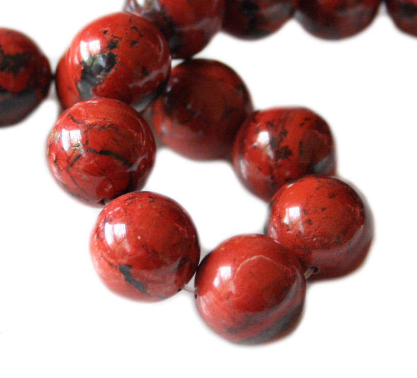 Red jasper bead string, round, 16mm, 40cm