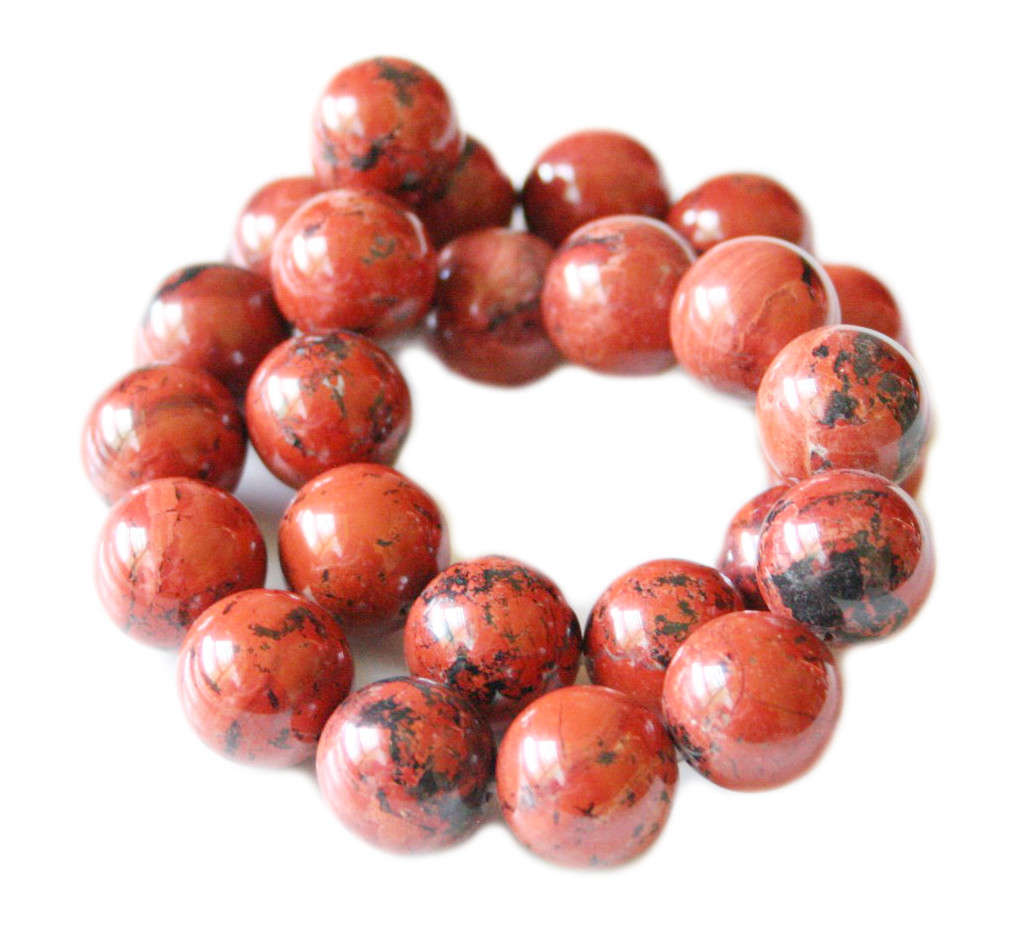 Red jasper bead string, round, 16mm, 40cm