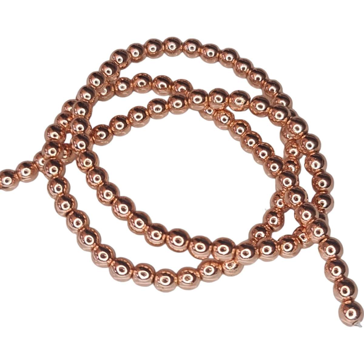 Hematite bead string, rose gold, 6mm, 40cm