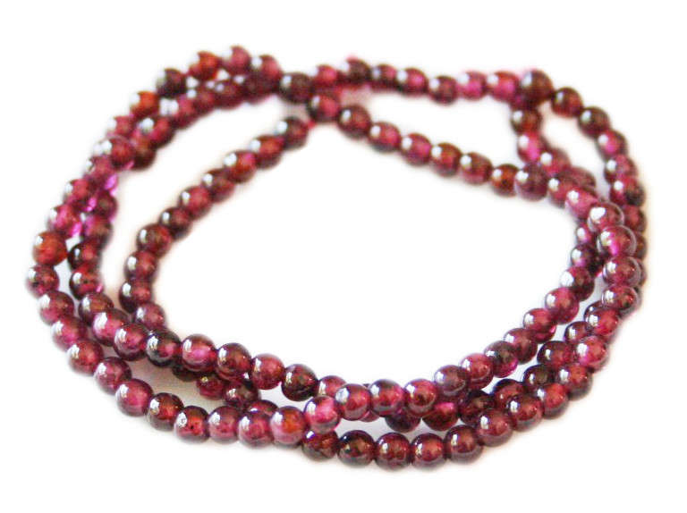 Garnet bead string, 3 mm, round, 39cm