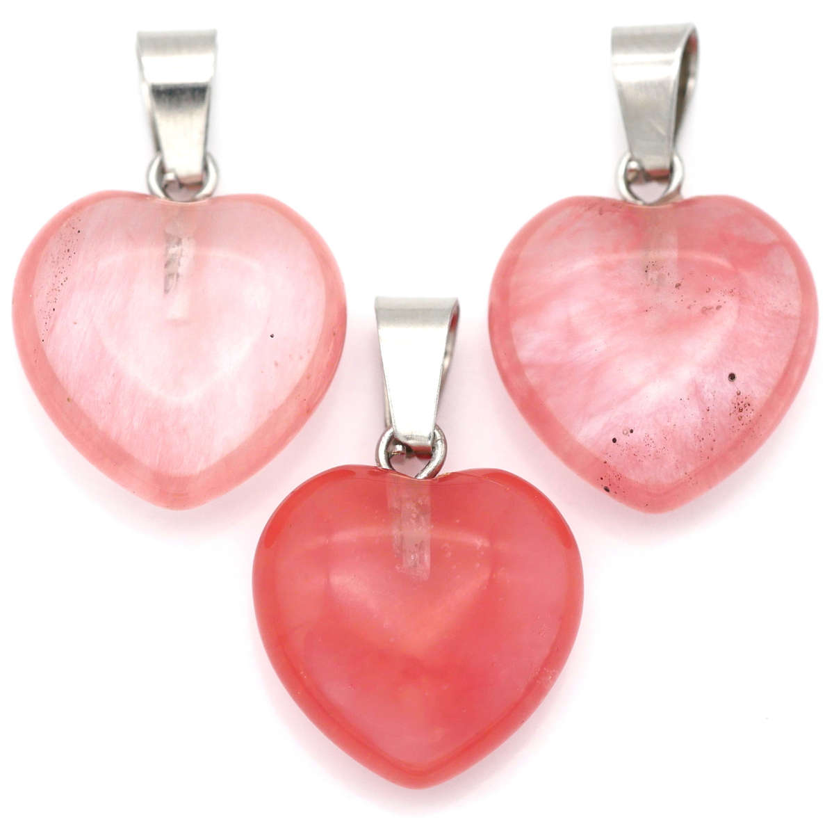 Cherry Quartz heart pendant, 30mm